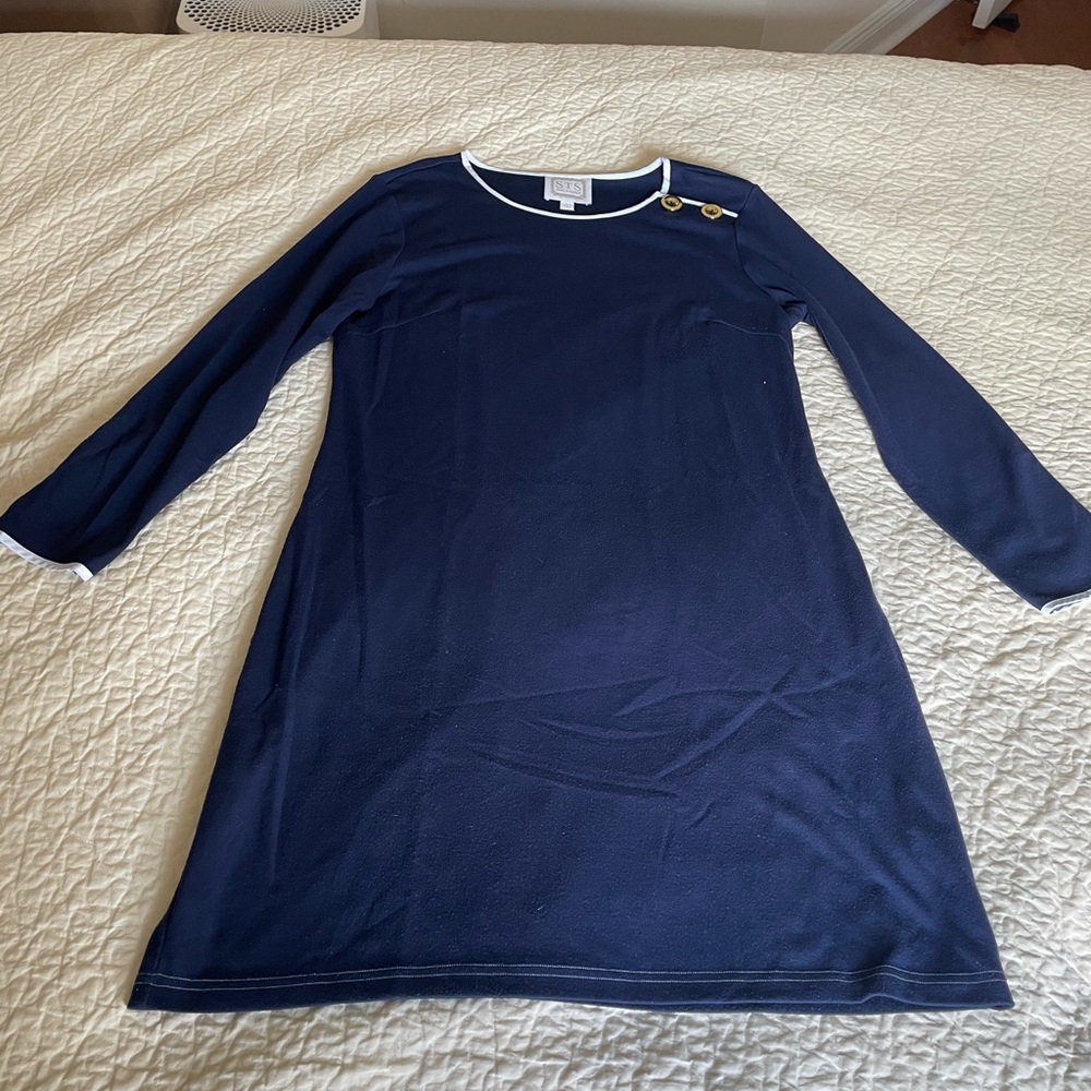 Sail to Sable Navy Dress with Gold Buttons